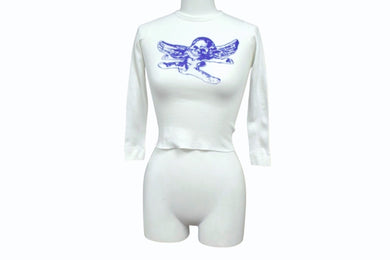 極美品 CHROME HEARTS クロムハーツ FOTI フォティ MISS LERLENE ミス ラーレン キッズ サーマル長袖Tシャツ サイズ4 プリント 中古 4b004035