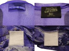 Load image into Gallery viewer, JEAN PAUL GAULTIER MAILLE ジャンポールゴルチエ マイユ 総柄 半袖 パワーネット ブルー 人物柄 ナイロン メッシュ サイズM 美品 中古 4b004065