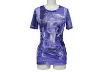 Load image into Gallery viewer, JEAN PAUL GAULTIER MAILLE ジャンポールゴルチエ マイユ 総柄 半袖 パワーネット ブルー 人物柄 ナイロン メッシュ サイズM 美品 中古 4b004065