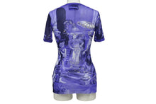 Load image into Gallery viewer, JEAN PAUL GAULTIER MAILLE ジャンポールゴルチエ マイユ 総柄 半袖 パワーネット ブルー 人物柄 ナイロン メッシュ サイズM 美品 中古 4b004065