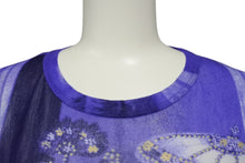 Load image into Gallery viewer, JEAN PAUL GAULTIER MAILLE ジャンポールゴルチエ マイユ 総柄 半袖 パワーネット ブルー 人物柄 ナイロン メッシュ サイズM 美品 中古 4b004065