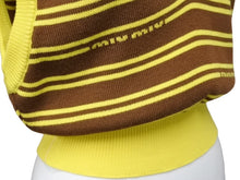 画像をギャラリービューアに読み込む, 極美品 MIUMIU ミュウミュウ ニット ベスト ロゴ ボーダー ウール イエロー ブラウン マルチカラー 中古 4b004108