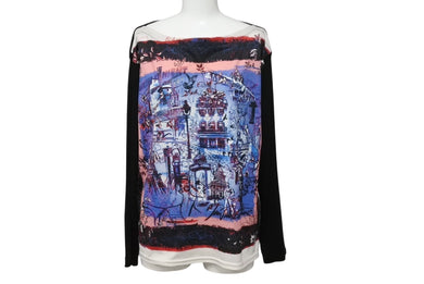 極美品 Jean Paul GAULTIER ジャンポールゴルチェ 長袖Tシャツ カットソー 総柄 JPJ023 ブラック マルチカラー サイズ38 中古 4b004120