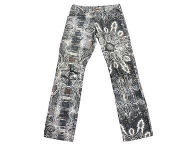 極美品 Jean Paul GAULTIER ジャンポールゴルチェ パンツ ペイズリー柄 コットン コーデュロイ ブラック ホワイト サイズ40 中古 4b004122