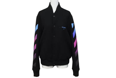 OFF WHITE オフホワイト 18AW DIAG GRADIENT VARSITY JACKET ウール グラデーション スタジャン ブラック サイズXS 美品 中古 4b004137