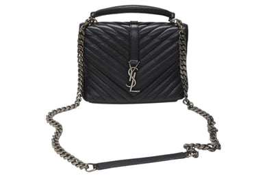 YVES SAINT LAURENT イヴサンローラン サッチェル キルティング チェーンショルダーバッグ 428056 ブラック メタルブラック金具 美品 中古 4b004142