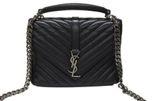 画像をギャラリービューアに読み込む, YVES SAINT LAURENT イヴサンローラン サッチェル キルティング チェーンショルダーバッグ 428056 ブラック メタルブラック金具 美品 中古 4b004142