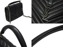 画像をギャラリービューアに読み込む, YVES SAINT LAURENT イヴサンローラン サッチェル キルティング チェーンショルダーバッグ 428056 ブラック メタルブラック金具 美品 中古 4b004142