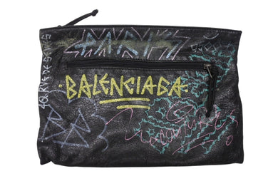 BALENCIAGA バレンシアガ 18SS Graffiti Clutch Bag グラフィティ クラッチバッグ 459745 ブラック 良品 中古 4b004145