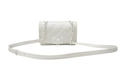 OFF WHITE オフホワイト バインダー クリップ ソフト ショルダーバッグ レザー ホワイト 良品 中古 4b004147