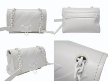 画像をギャラリービューアに読み込む, OFF WHITE オフホワイト バインダー クリップ ソフト ショルダーバッグ レザー ホワイト 良品 中古 4b004147