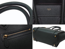 Load image into Gallery viewer, 極美品 CELINE セリーヌ ラゲージ マイクロショッパー ハンドバッグ イタリア製 レザー ダークグリーン ゴールド金具 中古 4b004197