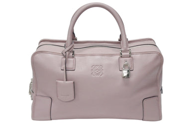LOEWE ロエベ AMAZONA 36 アマソナ 36 ハンドバッグ レザー ダスティピンク エンボスロゴ シルバー金具 美品 中古 4b004203
