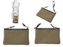 画像をギャラリービューアに読み込む, PRADA プラダ 2WAYバッグ ハンドバッグ ショルダーバッグ ジャガード レザー ベージュ ブラウン ゴールド金具 美品 中古 4b004204