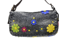 画像をギャラリービューアに読み込む, FENDI フェンディ ワンショルダーバッグ マンマバケット フラワー フェルト レザー グレー マルチカラー 美品 中古 4b004304