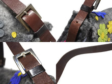 画像をギャラリービューアに読み込む, FENDI フェンディ ワンショルダーバッグ マンマバケット フラワー フェルト レザー グレー マルチカラー 美品 中古 4b004304