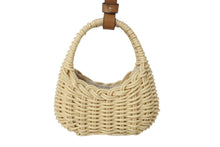 画像をギャラリービューアに読み込む, 極美品 MIUMIU ミュウミュウ ウィッカー トリック バッグチャーム ロゴ ミニ レザー ベージュ ブラウン ゴールド金具 中古 4b004355