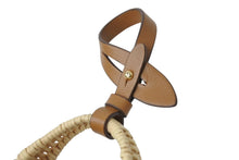 画像をギャラリービューアに読み込む, 極美品 MIUMIU ミュウミュウ ウィッカー トリック バッグチャーム ロゴ ミニ レザー ベージュ ブラウン ゴールド金具 中古 4b004355