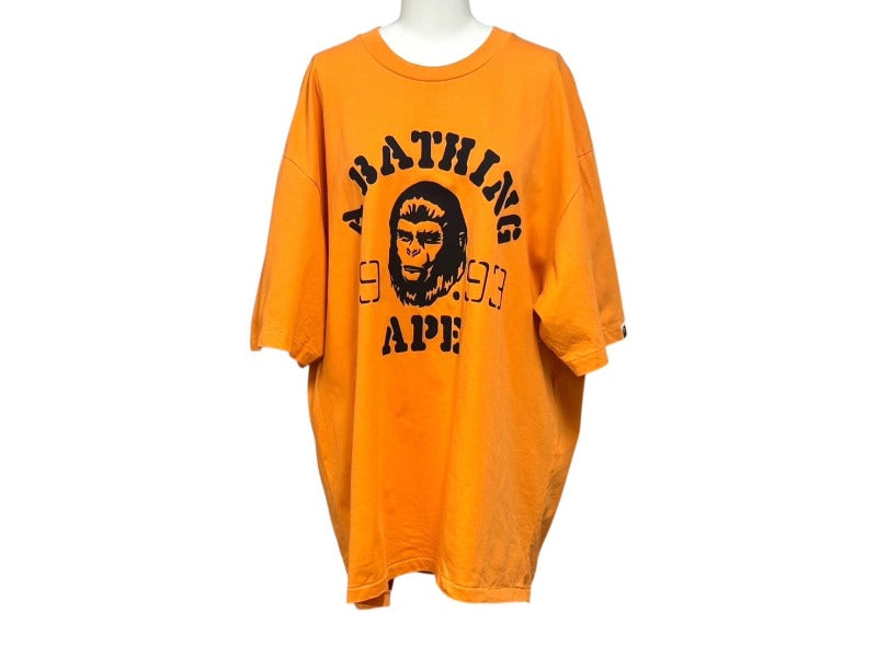 A BATHING APE アベイシングエイプ 半袖Ｔシャツ オレンジ コットン サイズL 001TEK301352M 美品 中古 4b004359