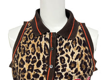 画像をギャラリービューアに読み込む, DOLCE&amp;GABBANA ドルチェアンドガッバーナ ポロシャツ ノースリーブ D＆Gロゴ レオパード ブラウン 美品 中古 4b004362