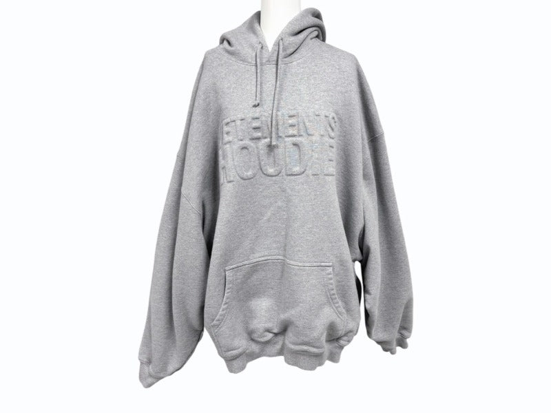 極美品 VETEMENTS ヴェトモン 24FW ILLUSION LOGO HOODIE フーディー パーカー UA65HD370G コットン グレー サイズXS 中古 4b004408
