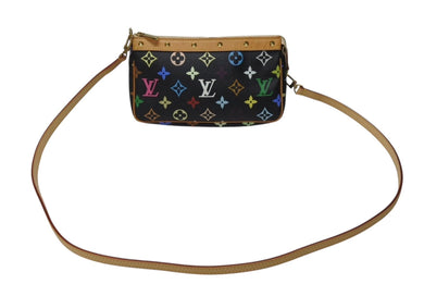 LOUIS VUITTON ルイヴィトン ポシェットアクセソワール アクセサリーポーチ M92648 モノグラム マルチカラー ブラック 美品 中古 4b004446