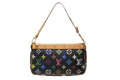 LOUIS VUITTON ルイヴィトン ポシェットアクセソワール アクセサリーポーチ M92648 モノグラム マルチカラー ブラック 美品 中古 4b004447