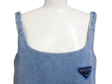 画像をギャラリービューアに読み込む, 極美品 PRADA プラダ オーガニックデニム ミニドレス GFA122 サイズ36 トライアングルロゴ インディゴブルー 中古 4b004454