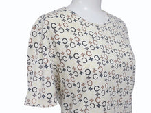 Load image into Gallery viewer, CELINE セリーヌ 総柄 半袖Tシャツ 2 0358 サイズM マカダム柄 オフホワイト マルチカラー プリント 美品 中古 4b004472