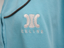 画像をギャラリービューアに読み込む, CELINE セリーヌ 半袖ポロシャツ トップス 2 9A14 サイズXL ブルー ブラウン ホワイト ロゴ刺繍 美品 中古 4b004473