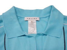 画像をギャラリービューアに読み込む, CELINE セリーヌ 半袖ポロシャツ トップス 2 9A14 サイズXL ブルー ブラウン ホワイト ロゴ刺繍 美品 中古 4b004473