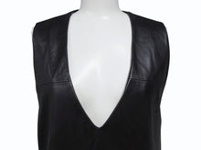 画像をギャラリービューアに読み込む, MAISON MARGIELA メゾンマルジェラ ラムレザー切替 ノースリーブワンピース S31CT0510 ブラック サイズ36 美品 中古 4b004476