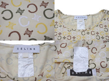 Load image into Gallery viewer, CELINE セリーヌ 総柄 半袖Tシャツ トップス 2 0358 サイズL マカダム柄 ベージュ マルチカラー プリント 美品 中古 4b004477