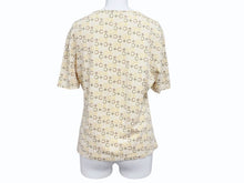 Load image into Gallery viewer, CELINE セリーヌ 総柄 半袖Tシャツ トップス 2 0358 サイズL マカダム柄 ベージュ マルチカラー プリント 美品 中古 4b004477