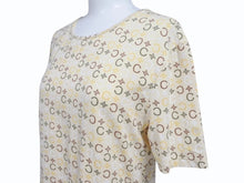 Load image into Gallery viewer, CELINE セリーヌ 総柄 半袖Tシャツ トップス 2 0358 サイズL マカダム柄 ベージュ マルチカラー プリント 美品 中古 4b004477