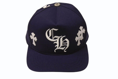 新品未使用 CHROME HEARTS クロムハーツ 5パネル セメタリークロスパッチ ベースボールキャップ ONE SIZE 9パッチ ネイビー 中古 4b004479