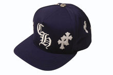 画像をギャラリービューアに読み込む, 新品未使用 CHROME HEARTS クロムハーツ 5パネル セメタリークロスパッチ ベースボールキャップ ONE SIZE 9パッチ ネイビー 中古 4b004479