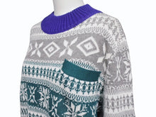 画像をギャラリービューアに読み込む, 極美品 Sacai サカイ ニットセーター 18-01581M サイズ2 リネン コットン マルチカラー ノルディック柄 18AW 中古 4b004525