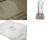 Load image into Gallery viewer, 極美品 PRADA プラダ 2WAY ハンドバッグ ショルダーバッグ BN1841 ジャガード レザー ベージュ ブラウン ゴールド金具 中古 4b004562