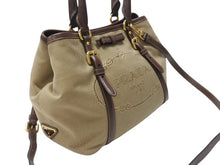Load image into Gallery viewer, 極美品 PRADA プラダ 2WAY ハンドバッグ ショルダーバッグ BN1841 ジャガード レザー ベージュ ブラウン ゴールド金具 中古 4b004562