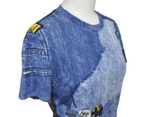 画像をギャラリービューアに読み込む, 極美品 Christian Dior クリスチャンディオール デニムプリント 半袖Tシャツ 1A12055021 サイズ40 トロンプルイユ ガリアーノ期 中古 4b007614