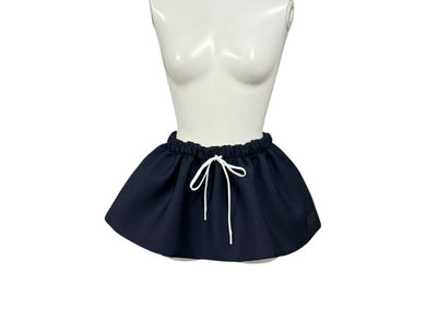 極美品 MIUMIU ミュウミュウ モヘア ミニスカート MG2200 サイズ40 フレア ロゴパッチ ネイビー 24SS 中古 4b004626