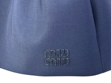 画像をギャラリービューアに読み込む, 極美品 MIUMIU ミュウミュウ モヘア ミニスカート MG2200 サイズ40 フレア ロゴパッチ ネイビー 24SS 中古 4b004626