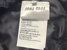 画像をギャラリービューアに読み込む, 極美品 MIUMIU ミュウミュウ モヘア ミニスカート MG2200 サイズ40 フレア ロゴパッチ ネイビー 24SS 中古 4b004626