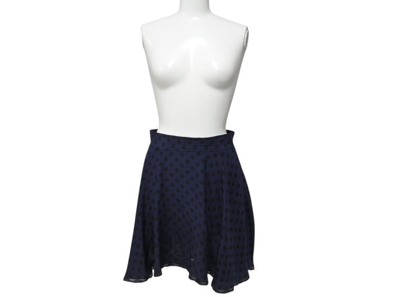 MIU MIU 13SS ミュウミュウ フレアスカート レース ミニ丈 ドット柄 MG617 Z06KA ネイビー ブラック サイズ40 美品 中古 4b004769