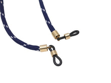 画像をギャラリービューアに読み込む, MIU MIU ミュウミュウ サングラス メガネ グラスコード ストラップ ネイビー ゴールド金具 美品 中古 4b004771