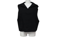 画像をギャラリービューアに読み込む, MIUMIU ミュウミュウ ノースリーブセーラーカラーロゴ スウェット MJT676 コットン ブラック サイズS 美品 中古 4b004794