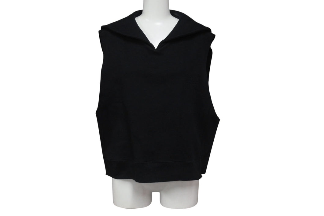 MIUMIU ミュウミュウ ノースリーブセーラーカラーロゴ スウェット MJT676 コットン ブラック サイズS 美品 中古 4b004794