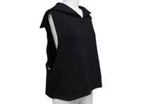 画像をギャラリービューアに読み込む, MIUMIU ミュウミュウ ノースリーブセーラーカラーロゴ スウェット MJT676 コットン ブラック サイズS 美品 中古 4b004794