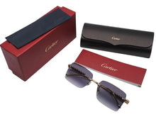 Load image into Gallery viewer, 極美品 CARTIER カルティエ クラッシュ ドゥ サングラス リムレス ESW00748 グラデーショングレー ゴールド金具 中古 4b004840